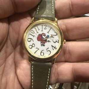 Working Vintage Santa Claus WATCH 36mm Green Shining Strap Unisex Fit 7.5in